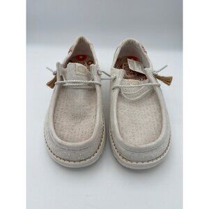 Women’s Hey Dude Size 8 White Canvas Loafers